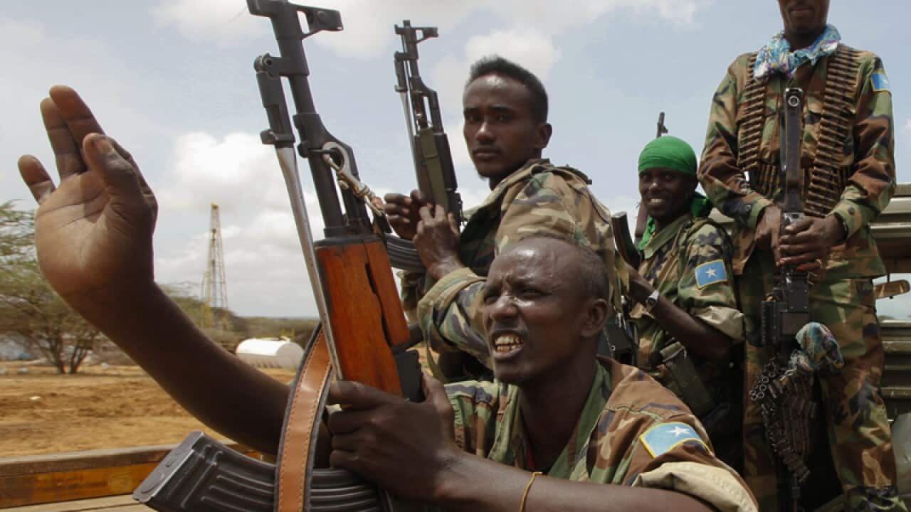 Somali government soldiers in Afgoye