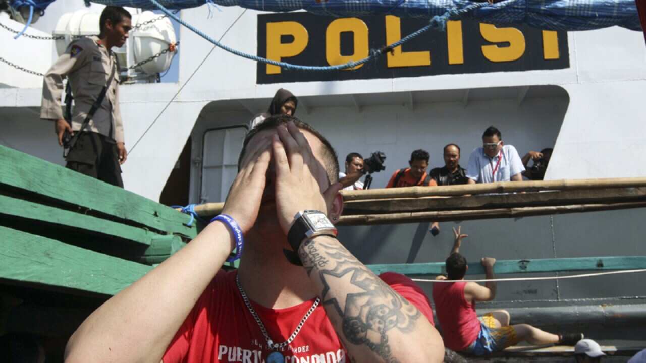 An asylum seeker on a boat which was caught in Indonesian waters