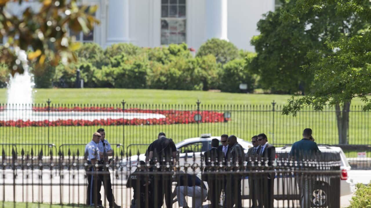 Security personnel at Lafayette Park near the White House
