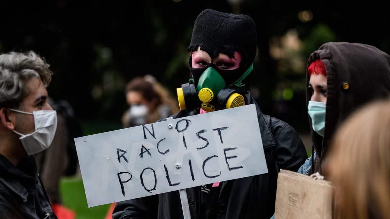 Protesters at a Black Lives Matter event in Sydney