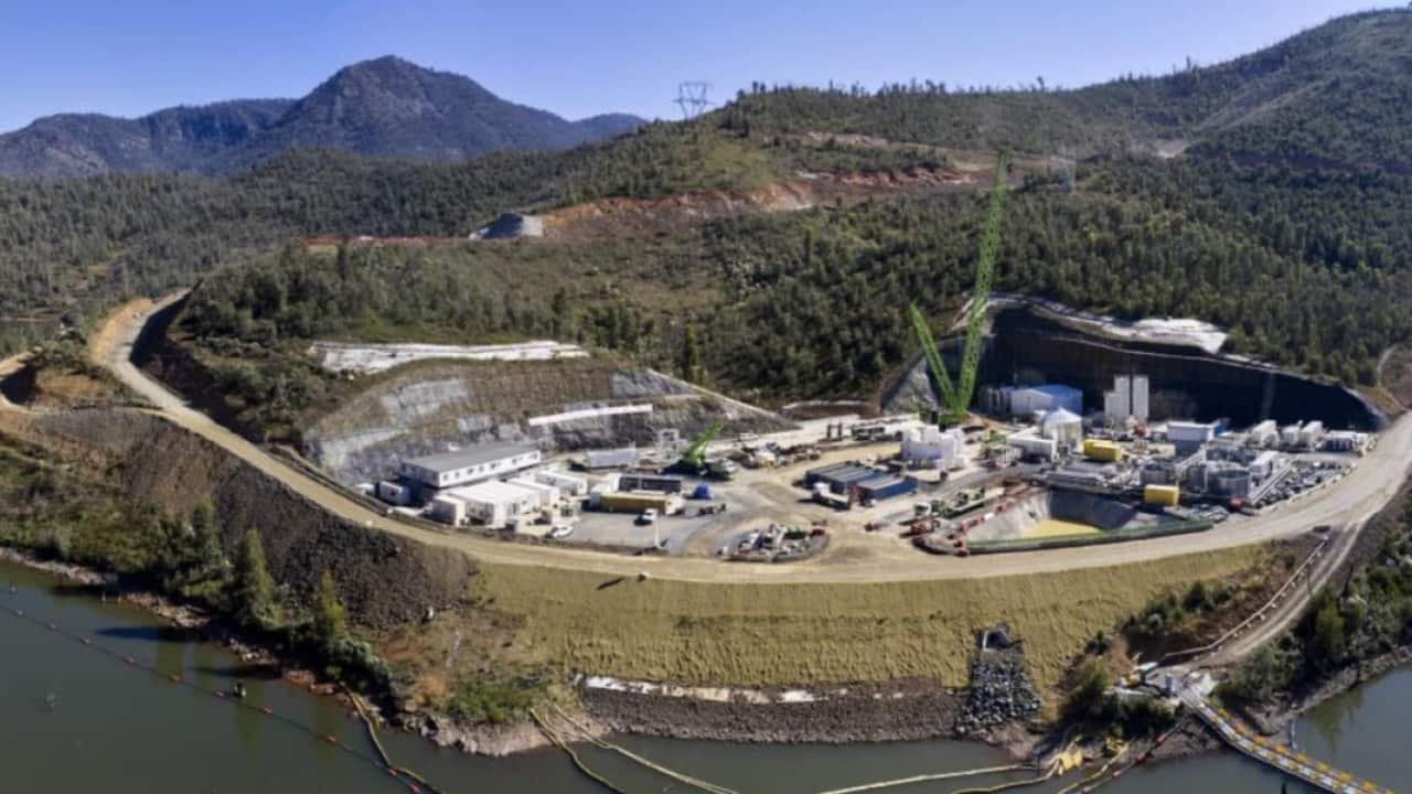 An aerial view of the Snowy Mountains Hydro-Electric Scheme