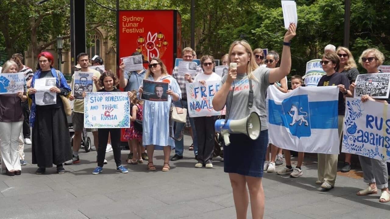 Galina Seredina rallying with the Svoboda Alliance as part of the anti-war movement in Sydney (Supplied).jpg
