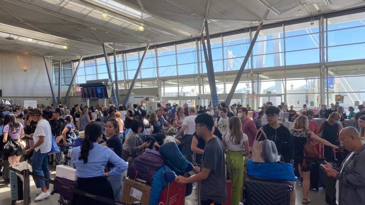 Travellers arrive and depart at Sydney Domestic Airport 5 December 2022.jpg