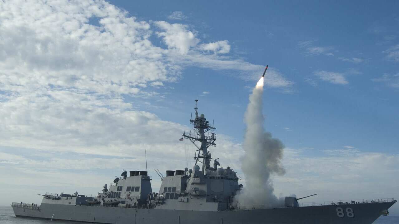 A Tomahawk missile launch from a US Navy destroyer