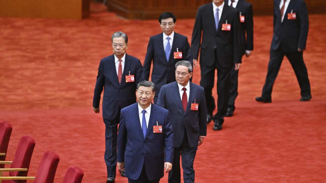Xi Jinping,Li Qiang,Zhao Leji,Wang Huning,Cai Qi,Ding Xuexiang,Li Xi