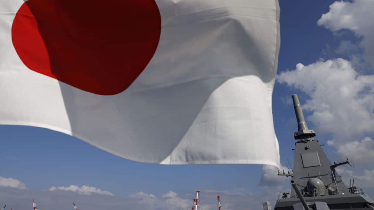 Japan Defense Minister Minister Yasukazu Hamada visits Mogami-class frigate