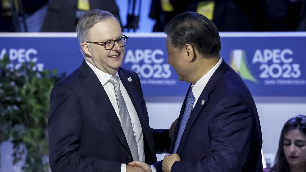 Anthony Albanese shakes hands with China's President Xi Jinping at APEC (AAP)