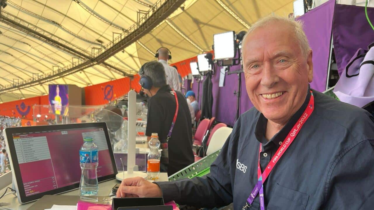 Martin Tyler commentating for SBS at the 2022 FIFA World Cup