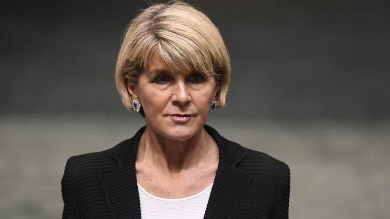 Outgoing foreign affairs minister Julie Bishop speaks about her future at a press conference at Parliament House in Canberra.