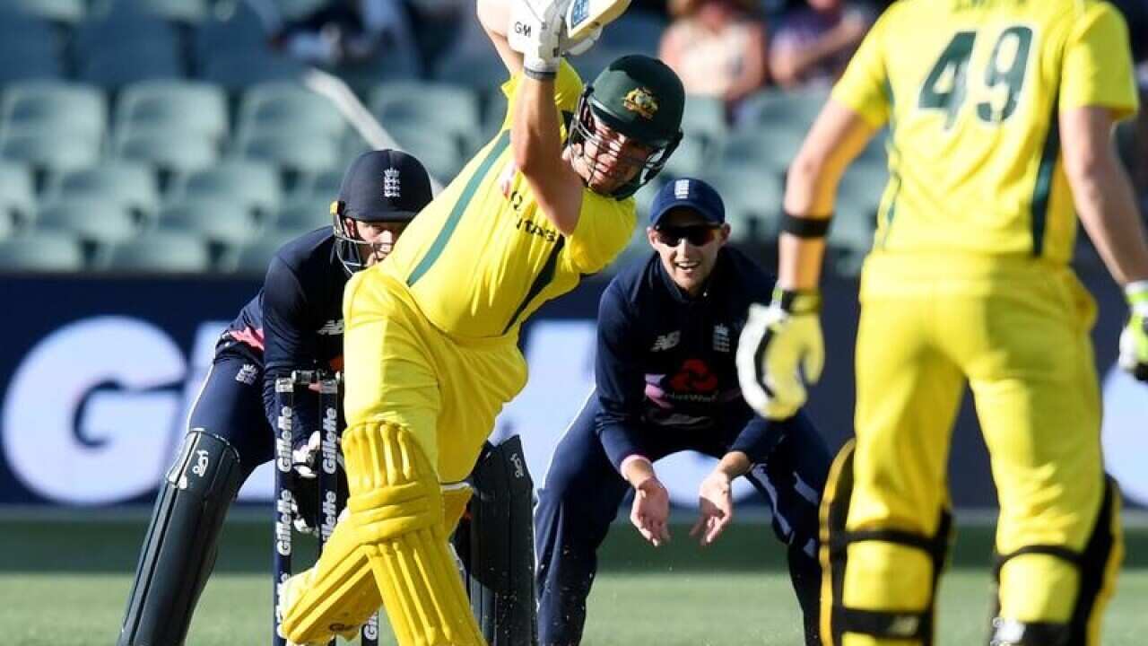 Travis Head hits a four