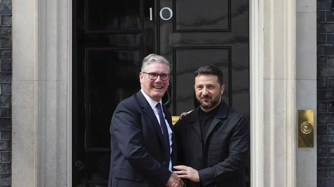 Keir Starmer and Volodymyr Zelenskyy after a meeting in 10 Downing Street (AAP)