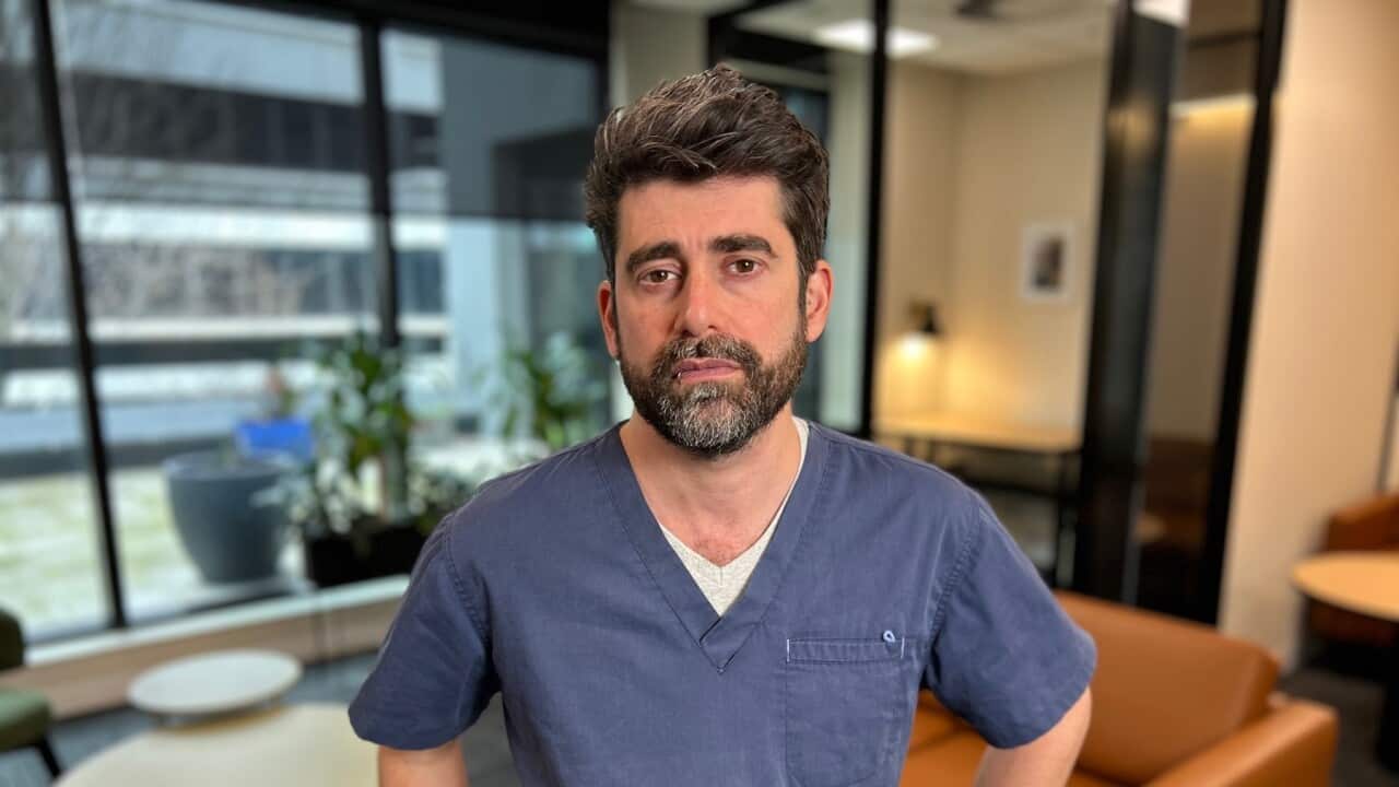 Jean-Philippe Miller is an emergency nurse based in the Red Cross field hospital in Rafah, Gaza (SBS  Scott Cardwell).jpg
