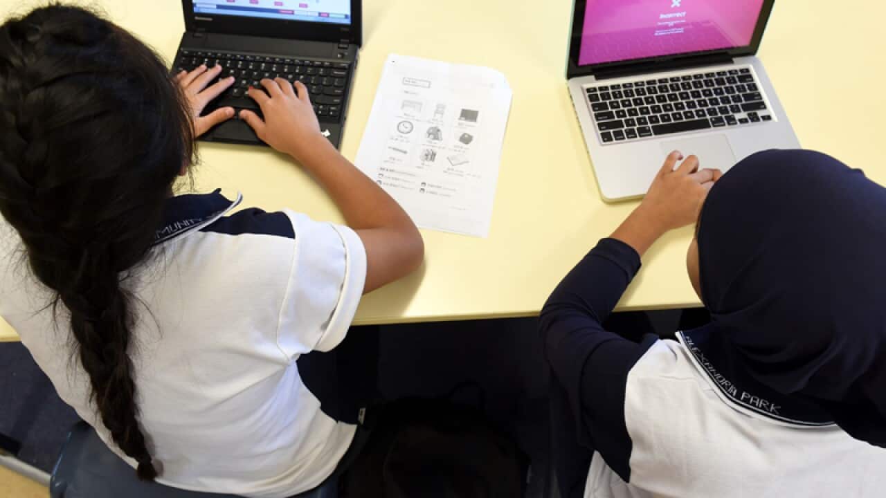 Students attend class