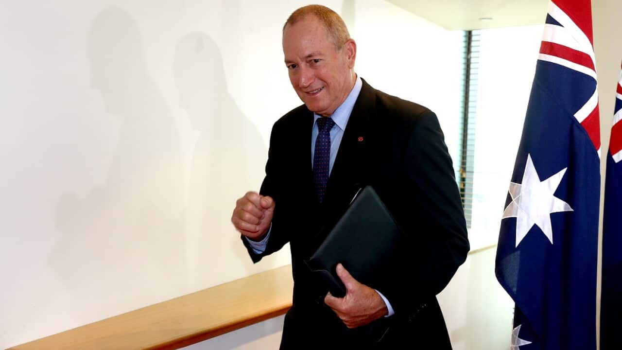 Queensland Senator Fraser Anning speaks at a press conference in Brisbane, Wednesday, January 9, 2019 (AAP Image/David Clark) NO ARCHIVING