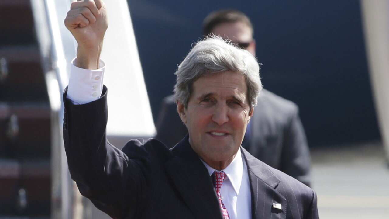 US Secretary of State John Kerry arrives in Manila