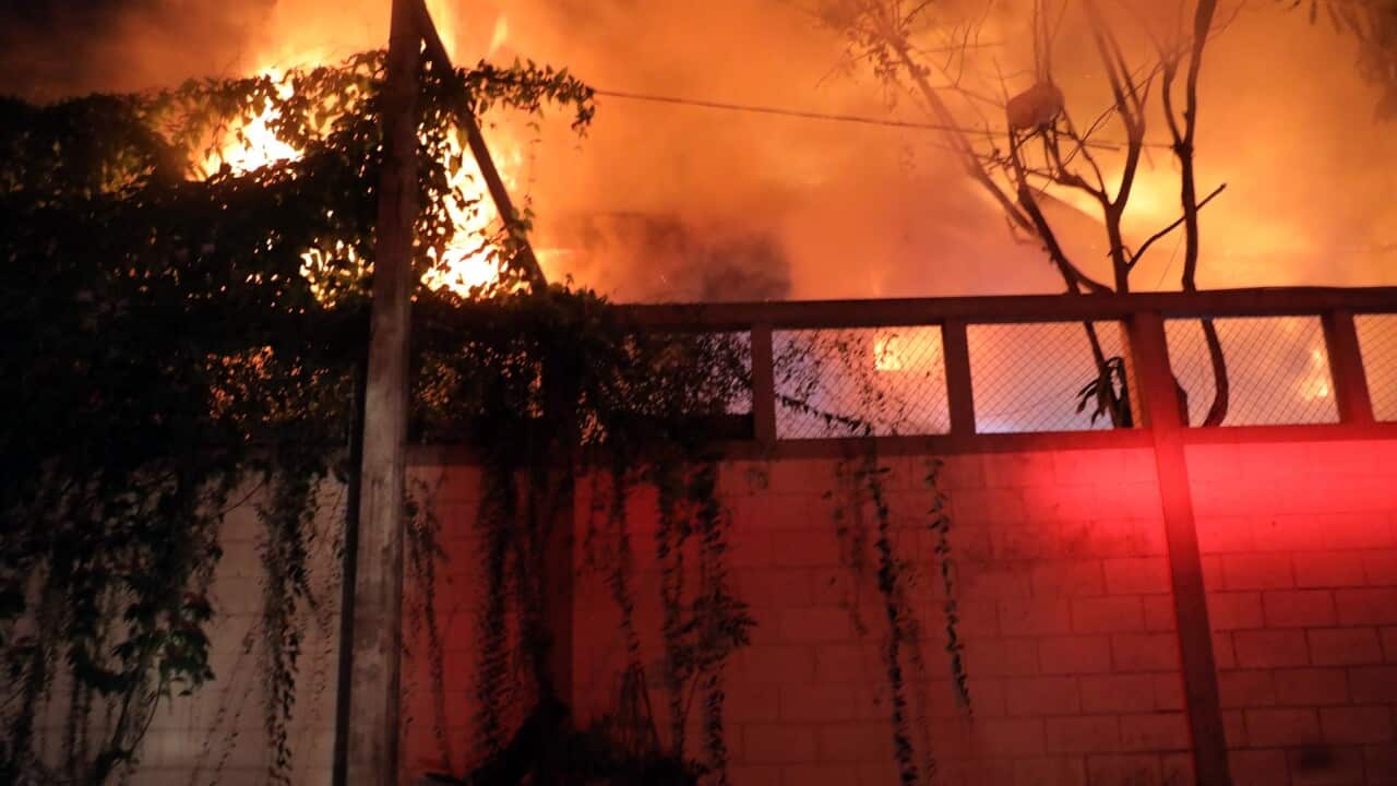 Sri Lankan Prime Minister’s house alight with red flames