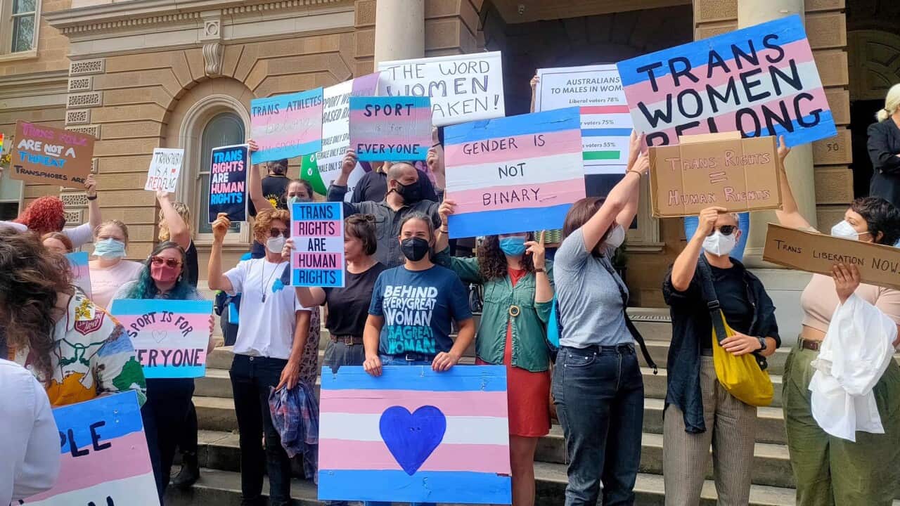 LGBTIQ+ rights advocates held a rally in Hobart on Saturday