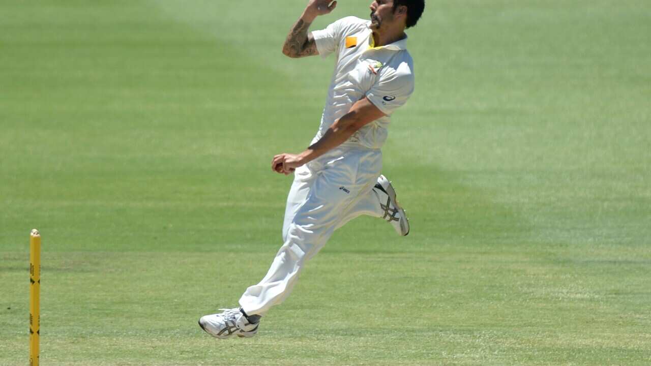 Mitchell Johnson bowl smashes commentary box