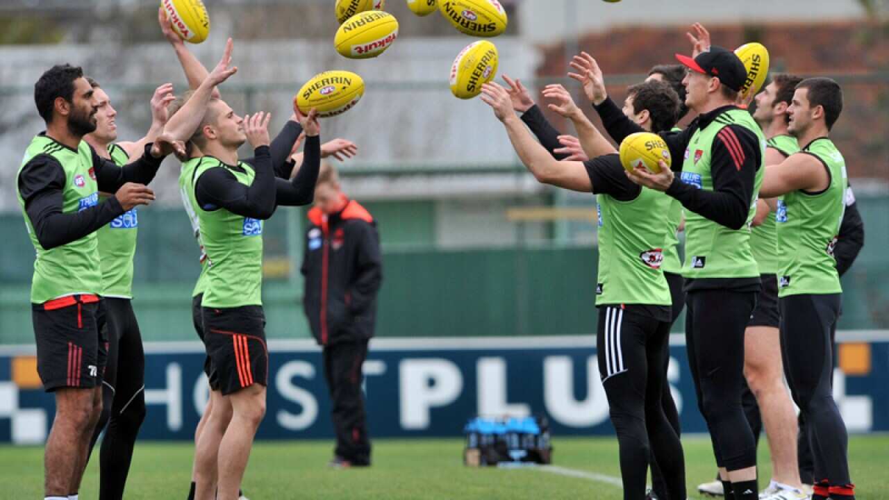 Essendon AFL players train at Windy Hill
