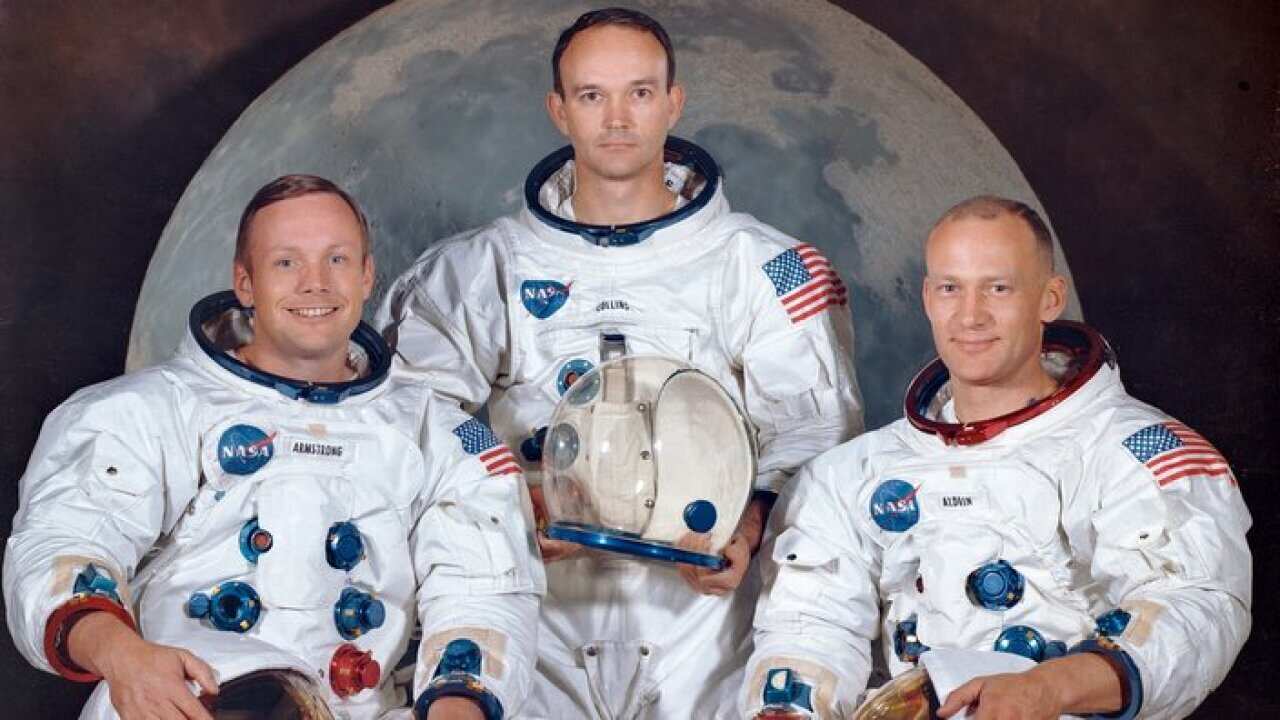 the crew of the Apollo 11, from left, Neil Armstrong, commander; Michael Collins, module pilot; Edwin E. "Buzz" Aldrin, lunar module pilot.