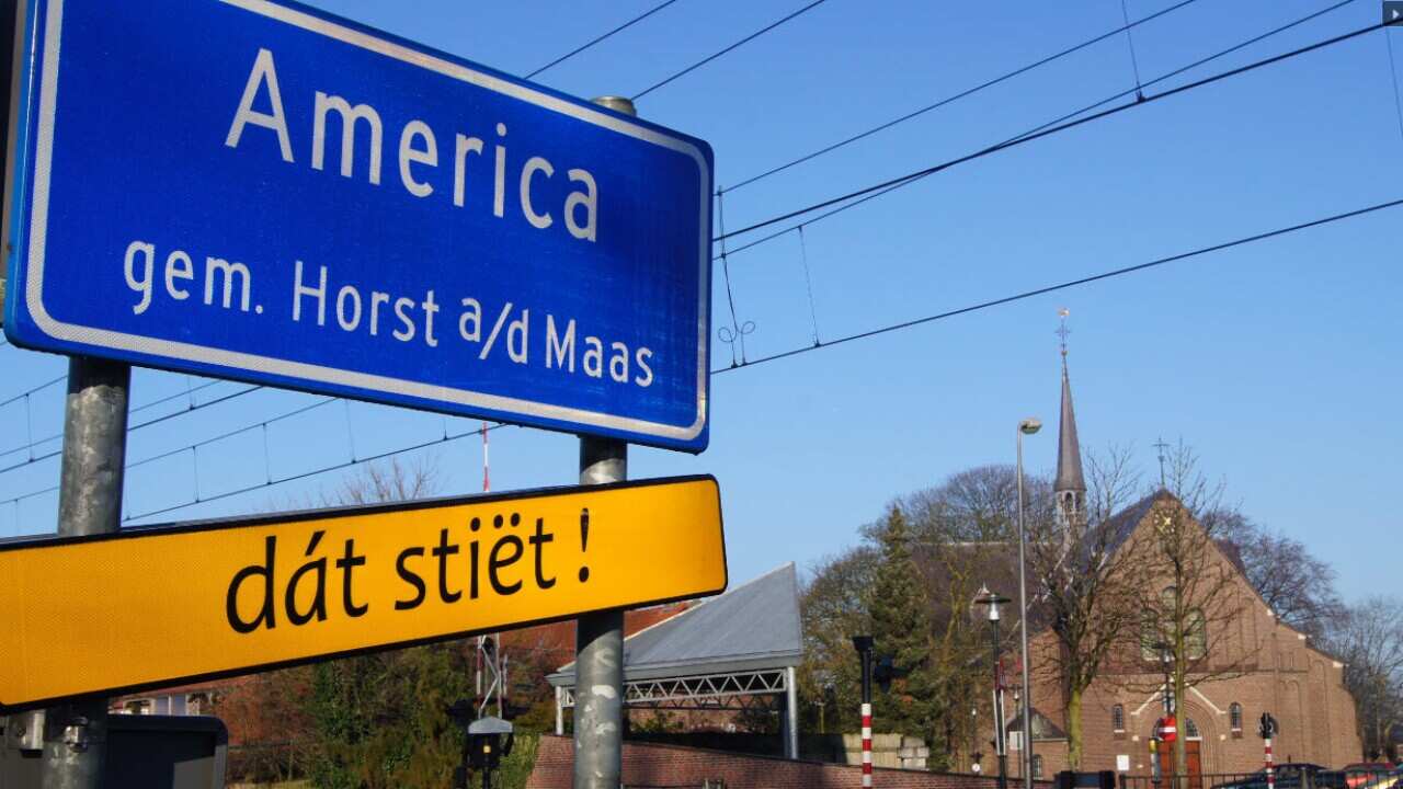 Plaatsnaambord van America in Limburg