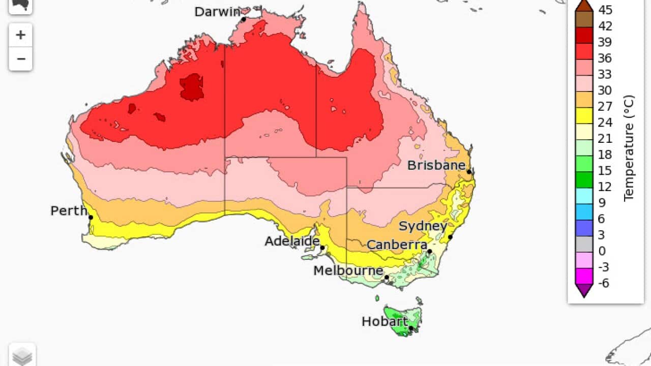 2017 Average maximum temperatures in Australia from October to December.