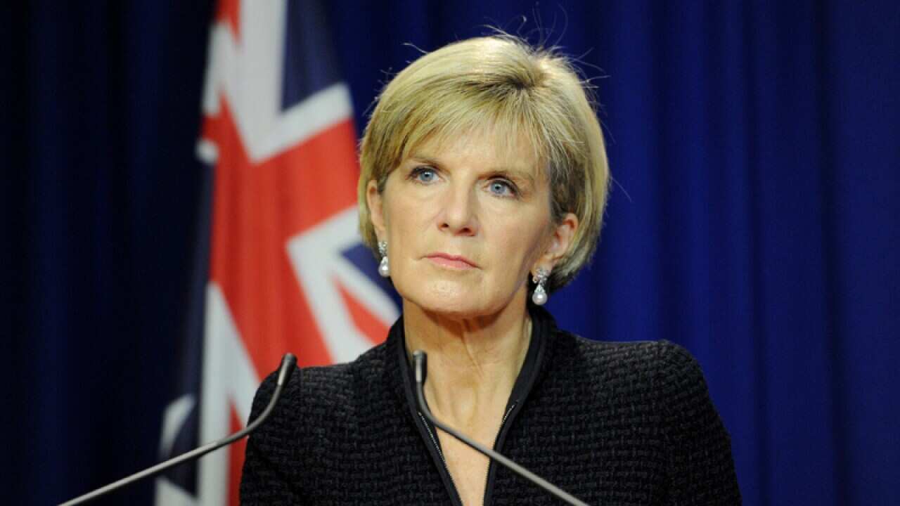 Julie Bishop speaks at a press conference.