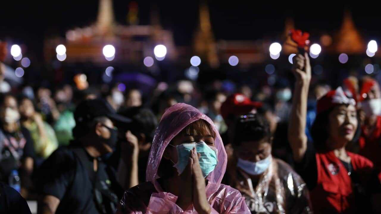 Pro-democracy protesters in Bangkok, Thailand.
