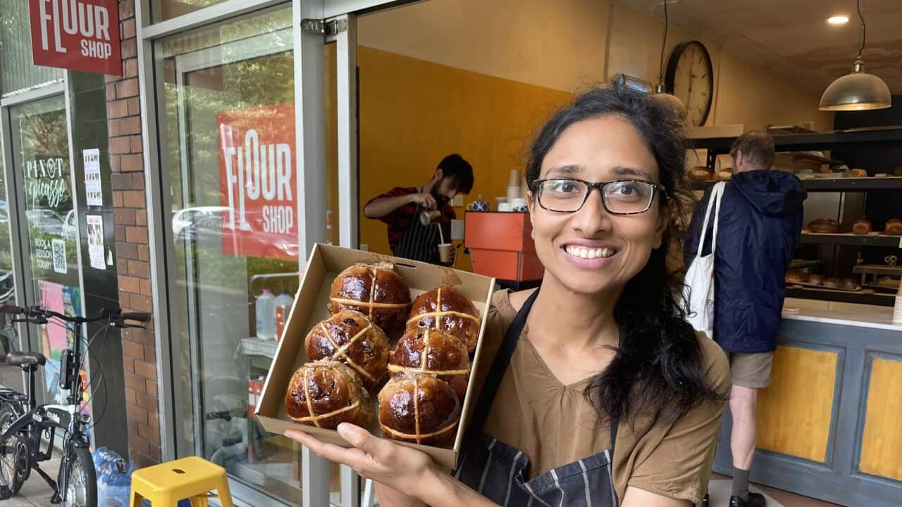 Anu Haran with some of her hot cross buns (SBS-Sandra Fulloon).jpg