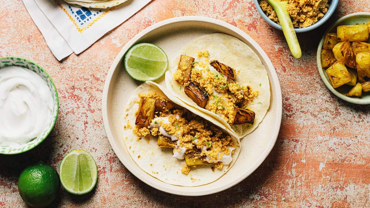 Simon Toohey's Pineapple Dessert Taco with Sweet Coconut Sambal