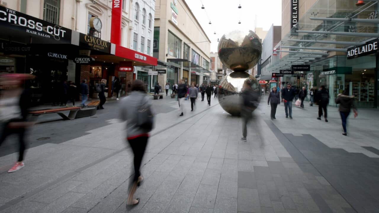 Pedestrians in Rundle Mall in Adelaide