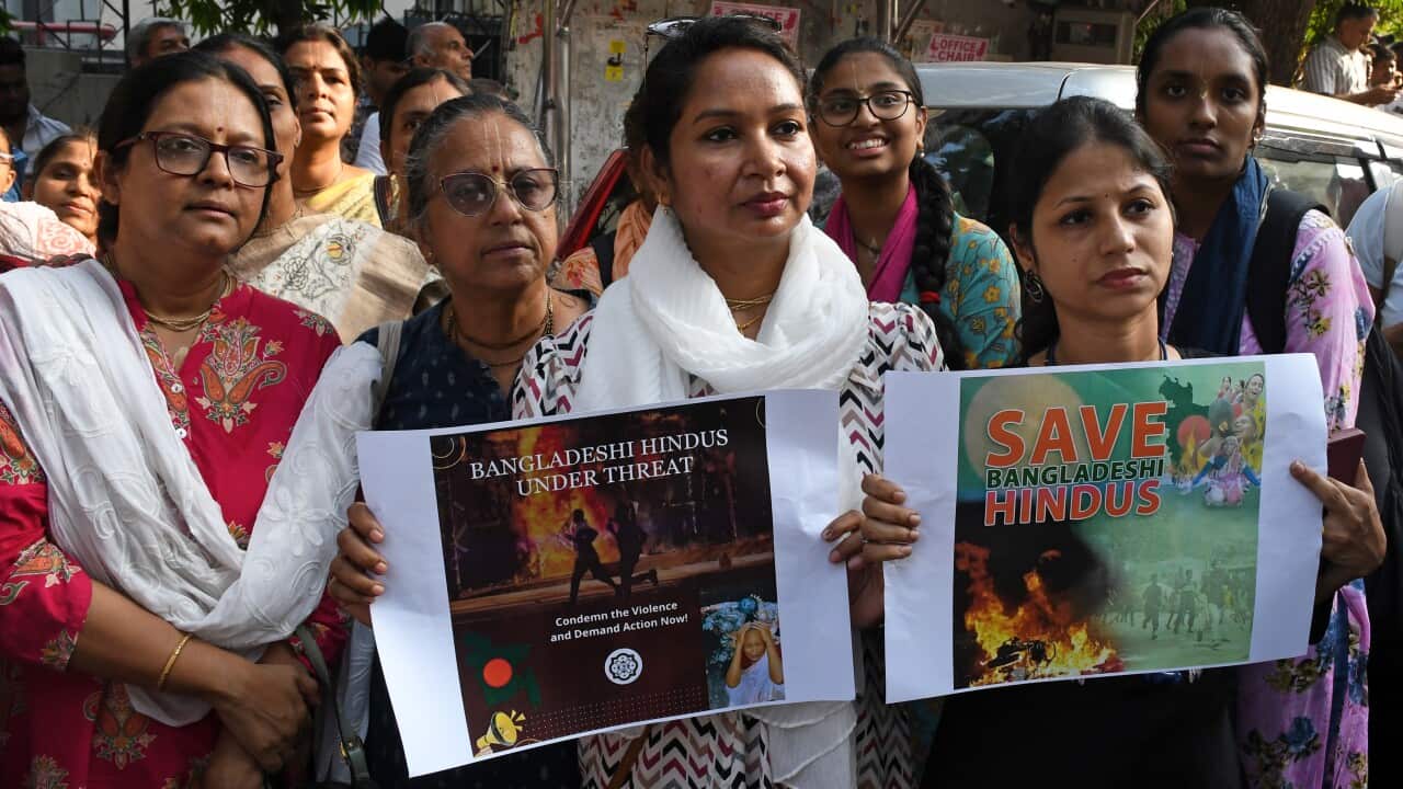 Protest against Bangladesh for atrocities on Hindus in Mumbai, India - 2 Dec 2024