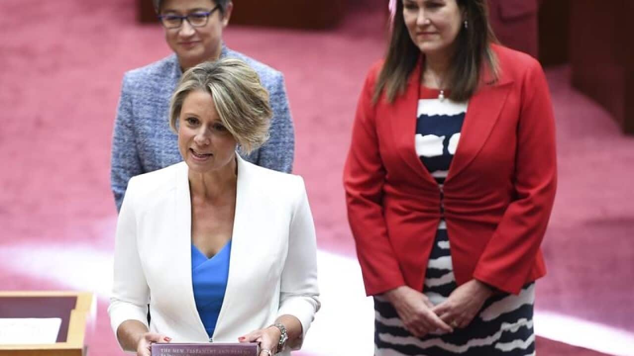 Kristina Keneally is sworn in as a Senator at Parliament House