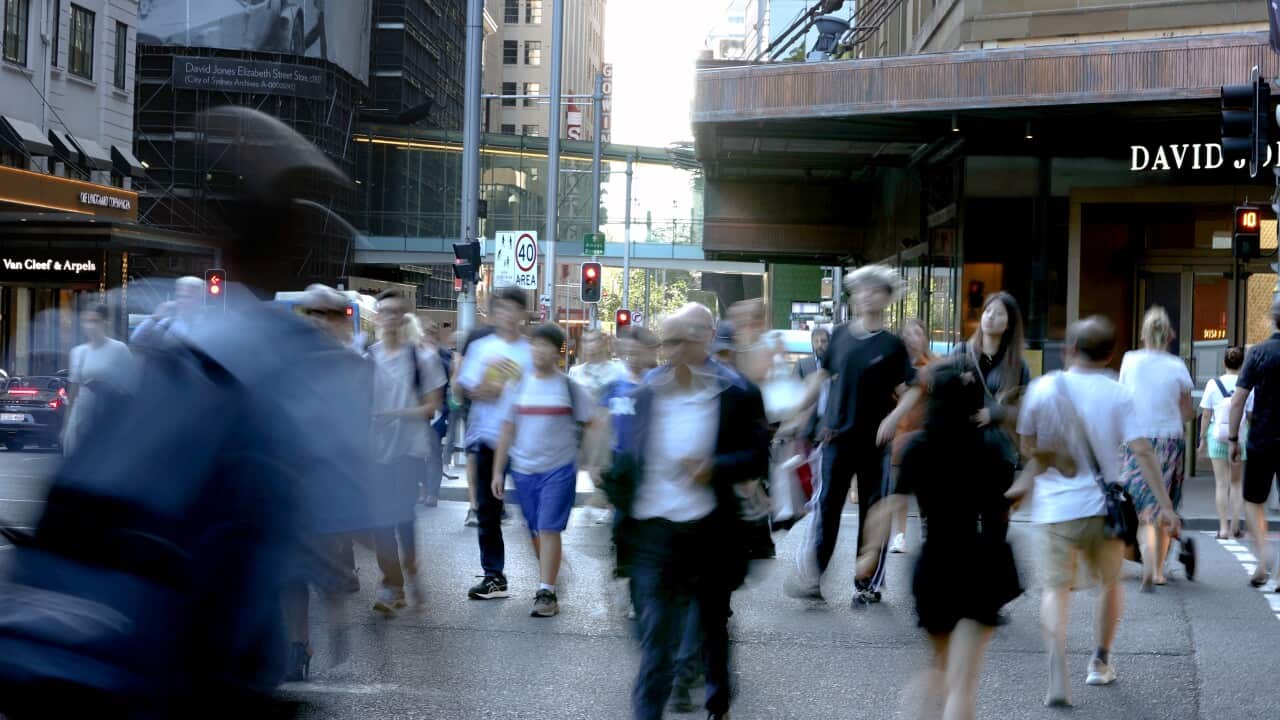 People crossing a road.
