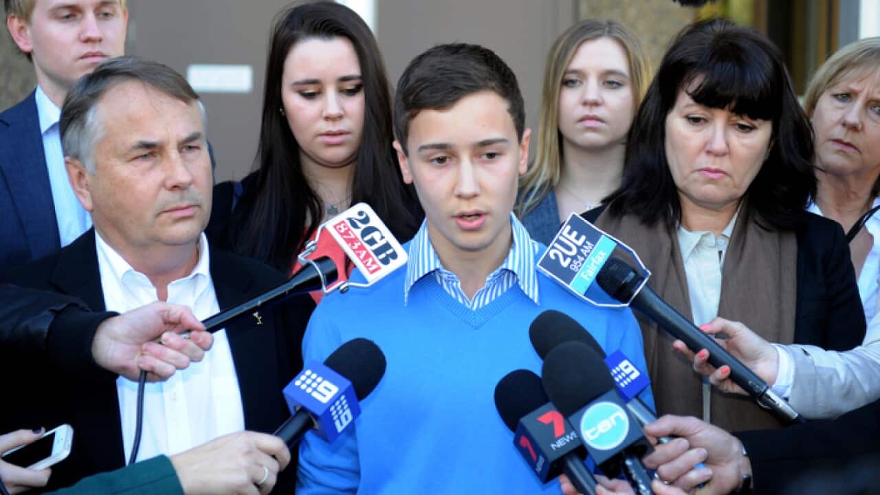 Ralph Kelly, Stuart Kelly and Kathy Kelly, left to right (SBS)