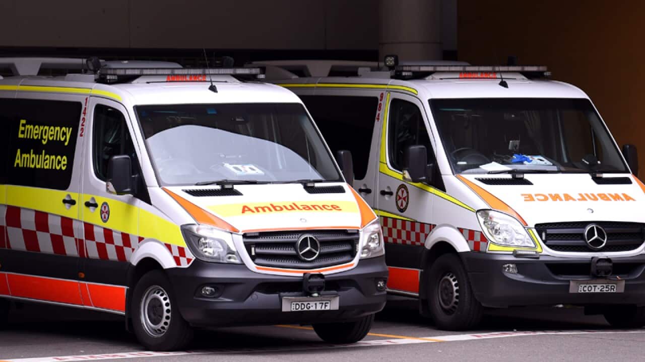 Ambulances near a hospital