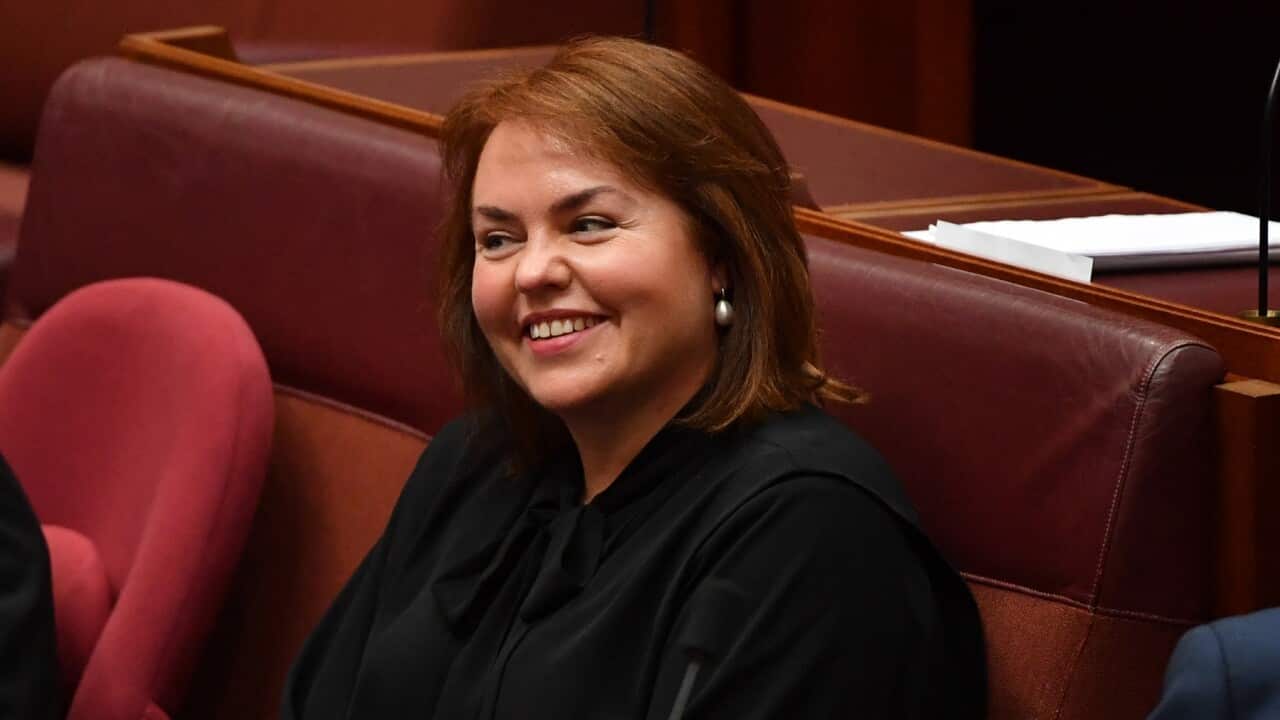 Labor Senator Kimberley Kitching in the Senate chamber at Parliament House in Canberra.