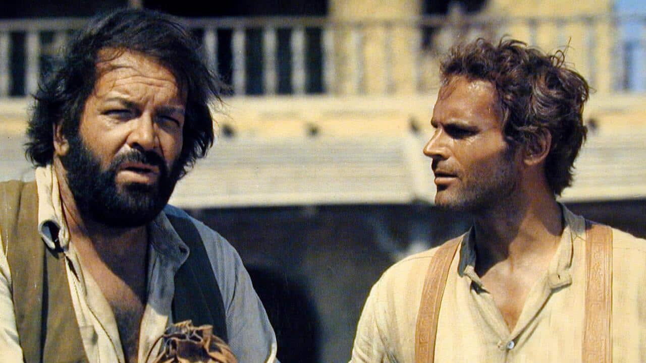 A scene from “Trinity Is Still My Name“ starring Bud Spencer and Terence Hill, available on SBS On Demand.