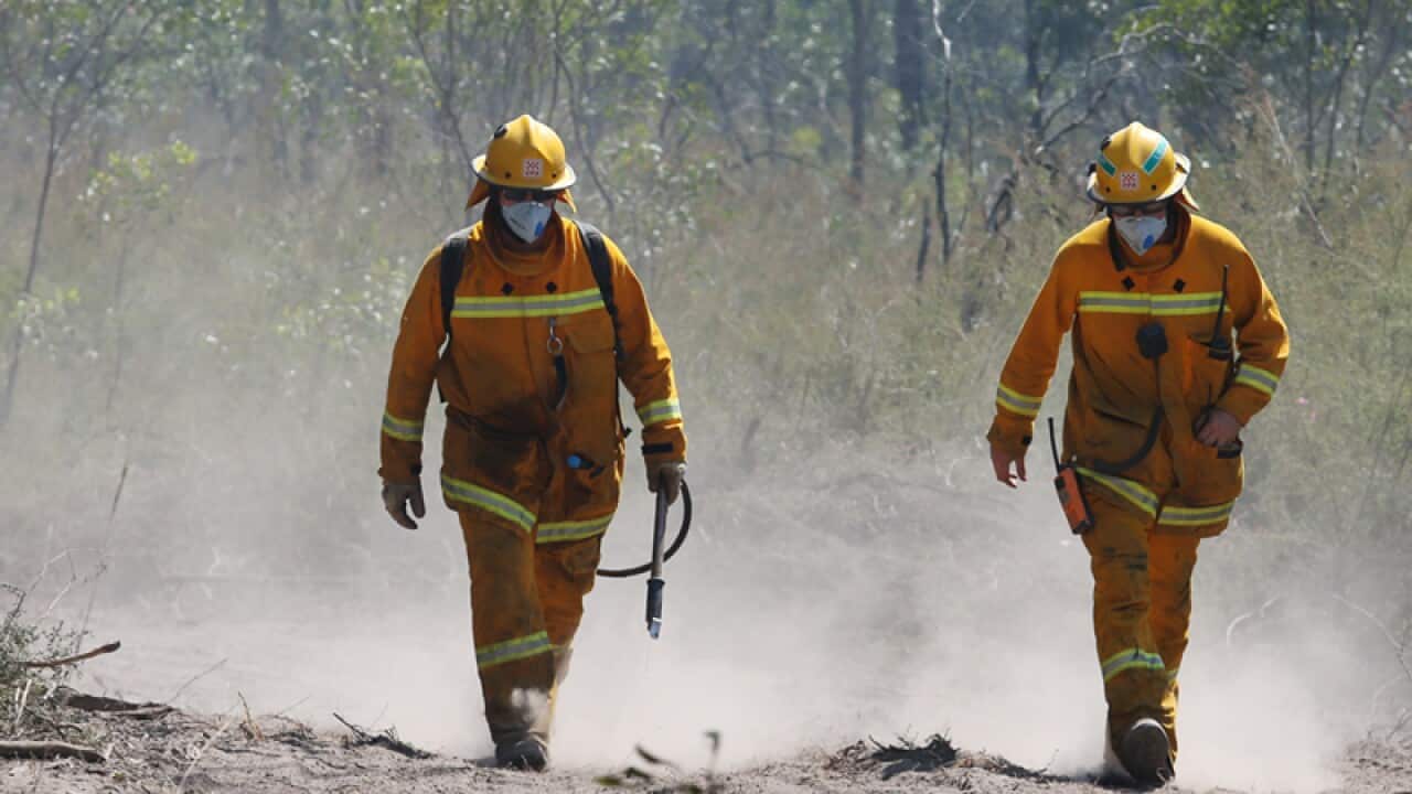 Country Fire Authority fire fighters work