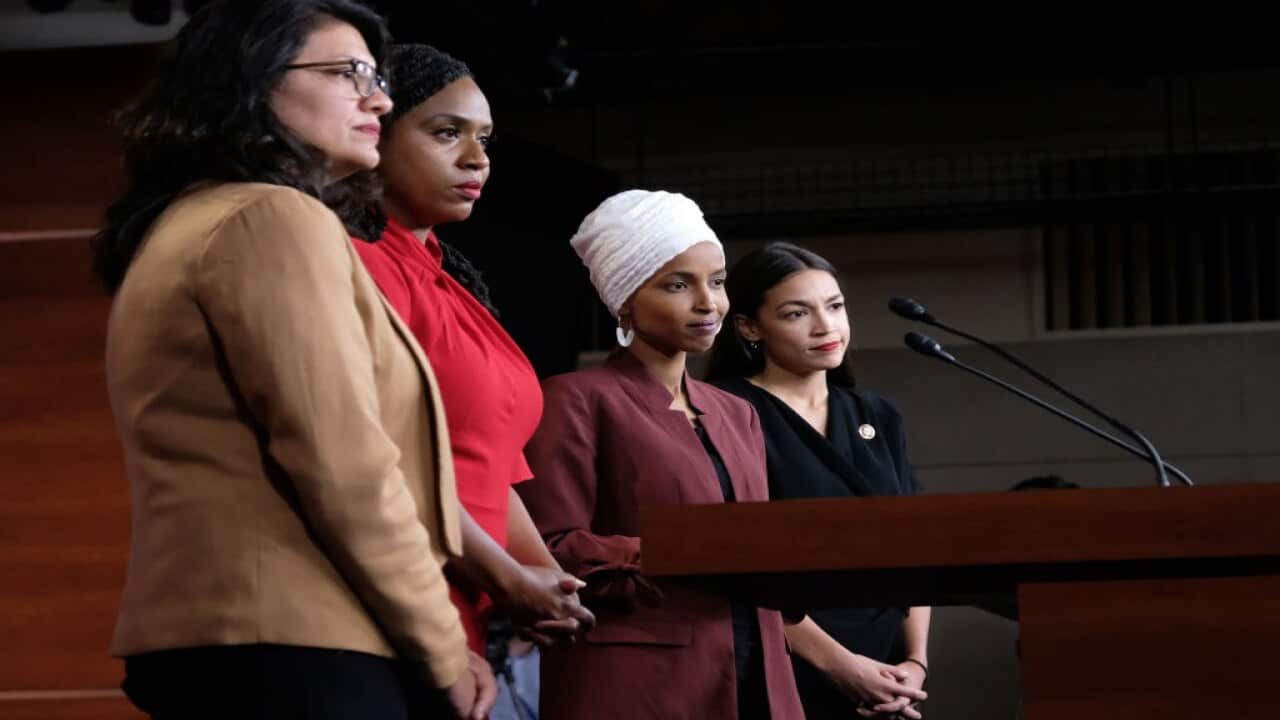 Congresswomen Ocasio-Cortez, Tlaib, Omar, And Pressley Hold News Conference After President Trump Attacks Them On Twitter