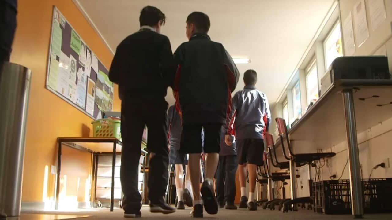Puplis in a school corridor