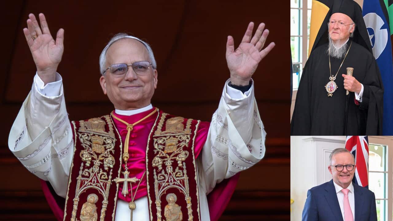 Newly elected Pope Leo XIV, Prime Minister Anthony Albanese and Ecumenical Patriarch Bartholomew