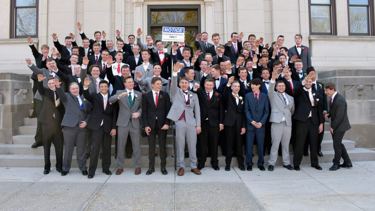 A school district in Wisconsin said the First Amendment prevented it from punishing students in this picture.