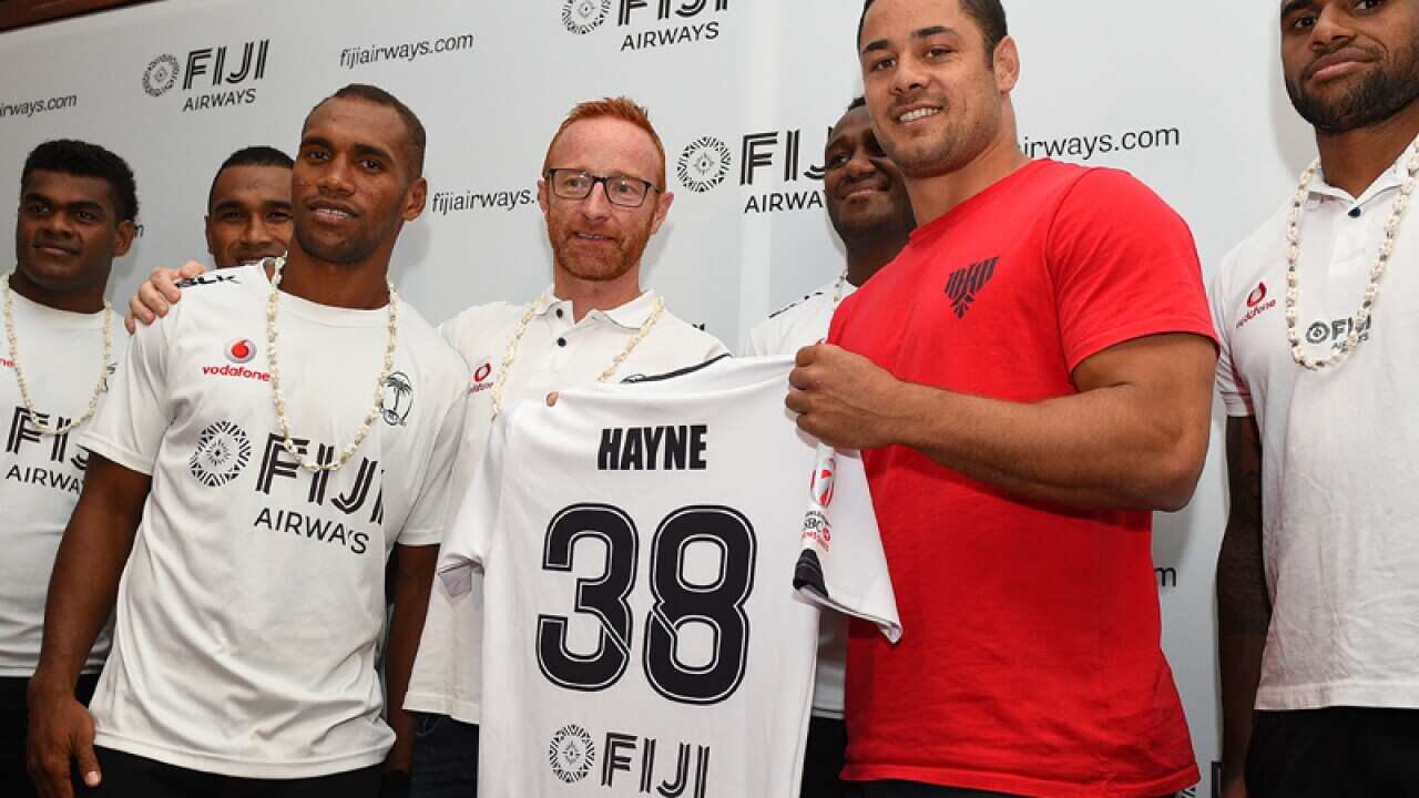 Jarryd Hayne with the Fijian Rugby Sevens team