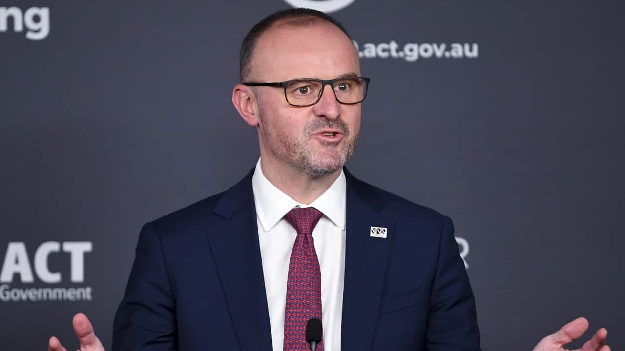 ACT Chief Minister Andrew Barr speaks to the media during a COVID-19 update in Canberra, Monday, September 6, 2021.