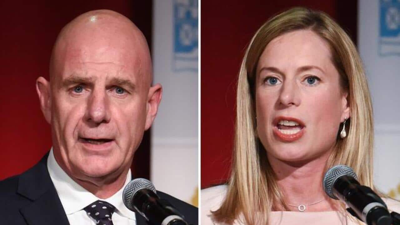 پیتر گتوین، رهبر حزب لیبرال و نخستوزیر تاسمانیا (چپ) و ربیکا وایت، رهبر حزب کارگر (راست)