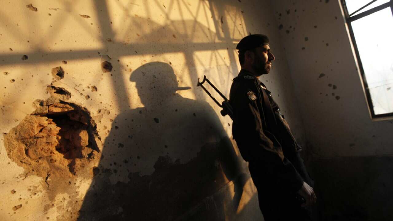 Pakistani security officials at the Bacha Khan University