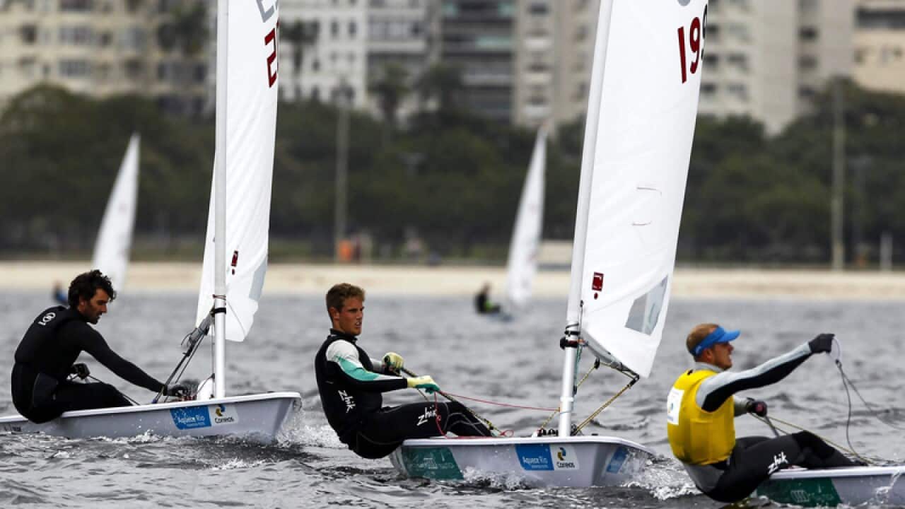 Sailers during the International Sail Regatta in Rio