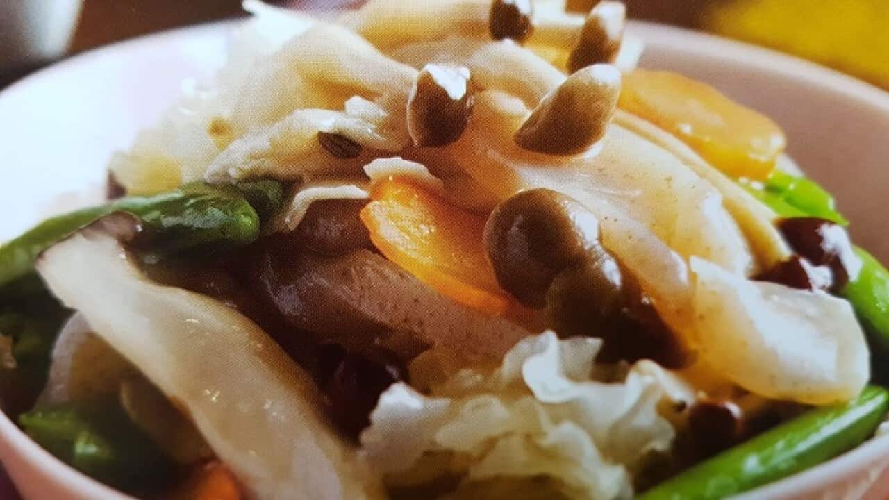 Mixed vegetables with white fungus.