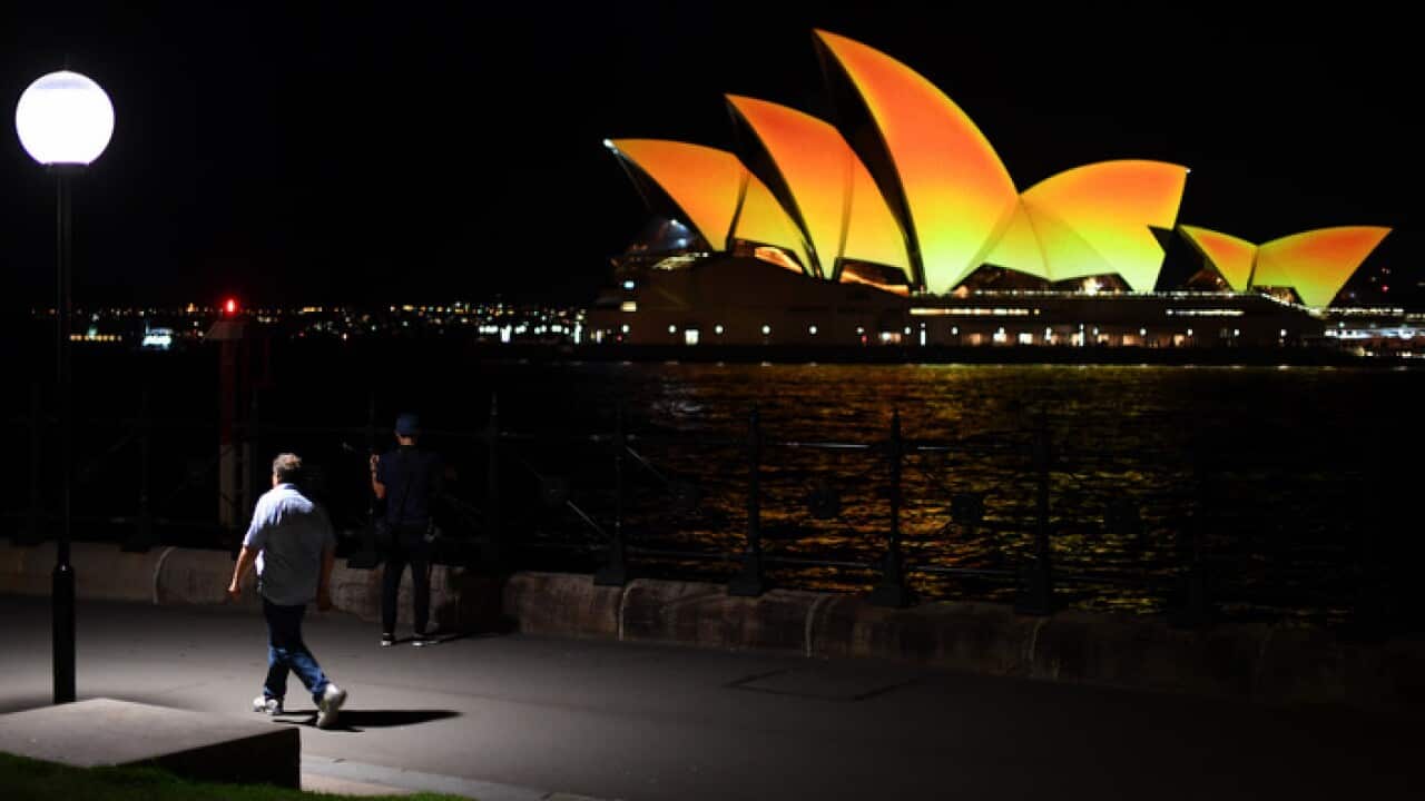 The Sydney Opera House lit up for the Diwali Hindu festival in 2017